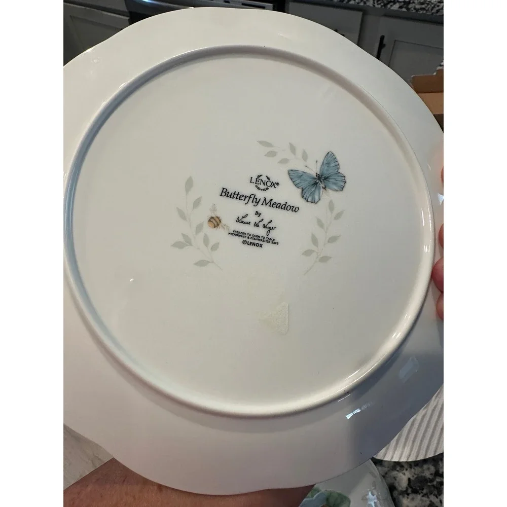 Lenox Butterfly Meadow Covered Round Butter Dish Louise Le Luyer Porcelain White